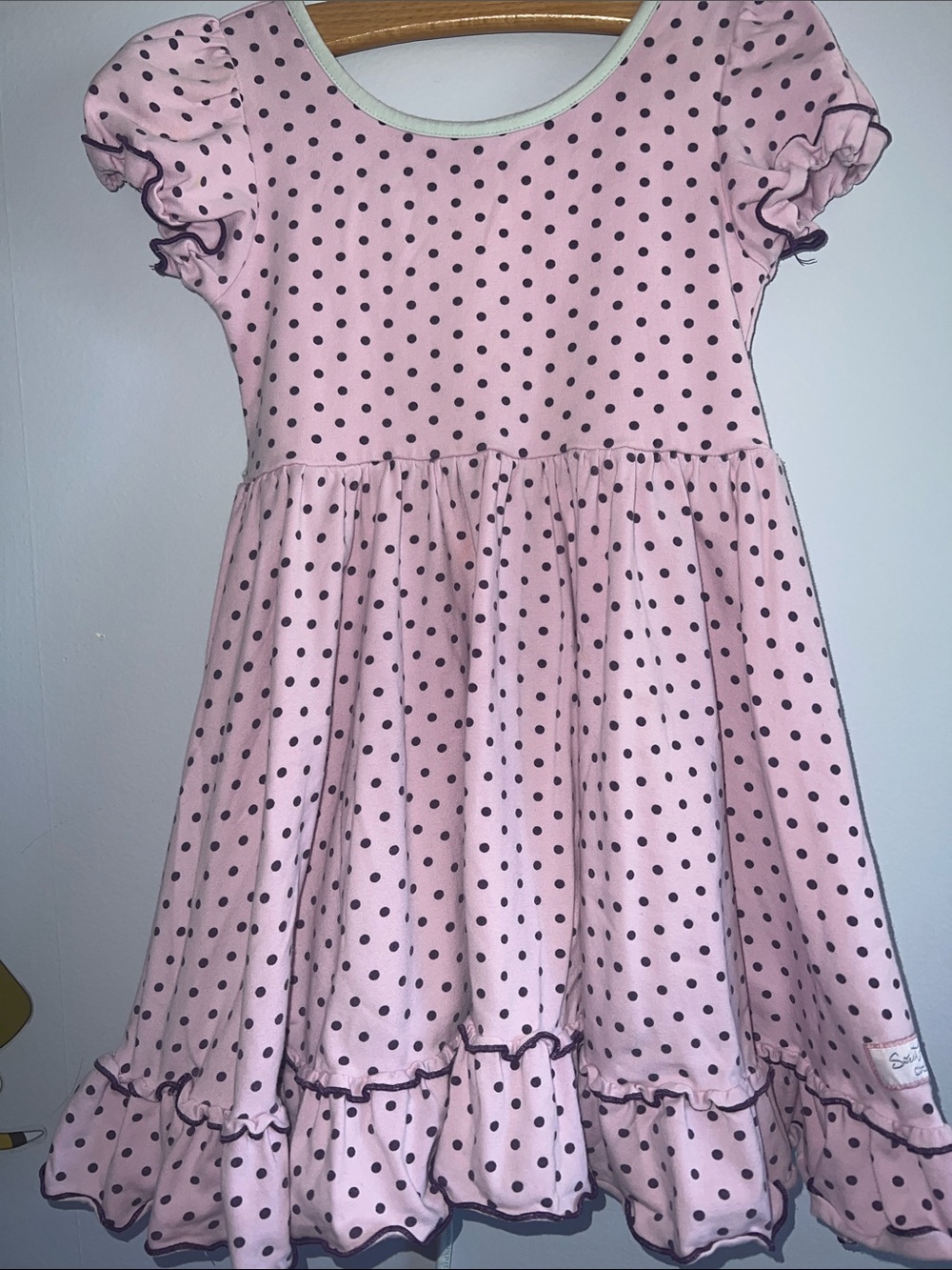 SweetHoney Pink Dress with Black Polka Dots